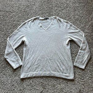 100% Cashmere John Varvatos Womens XL Light Gray VNeck Sweater
